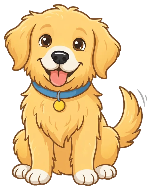 Cute happy golden retriever puppy with blue collar