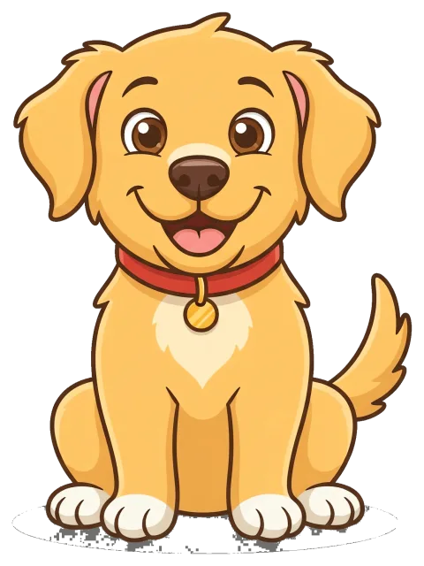 Cute happy golden retriever puppy with red collar
