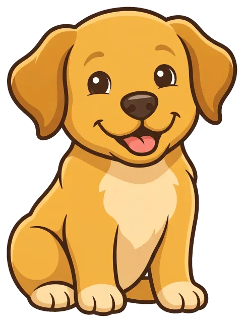 Cute happy sitting dog with floppy ears