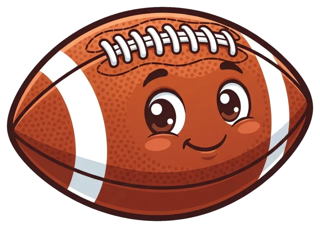 Cute smiling football with eyes and cheeks