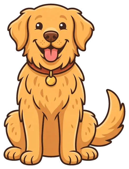 Happy golden retriever dog sitting with collar