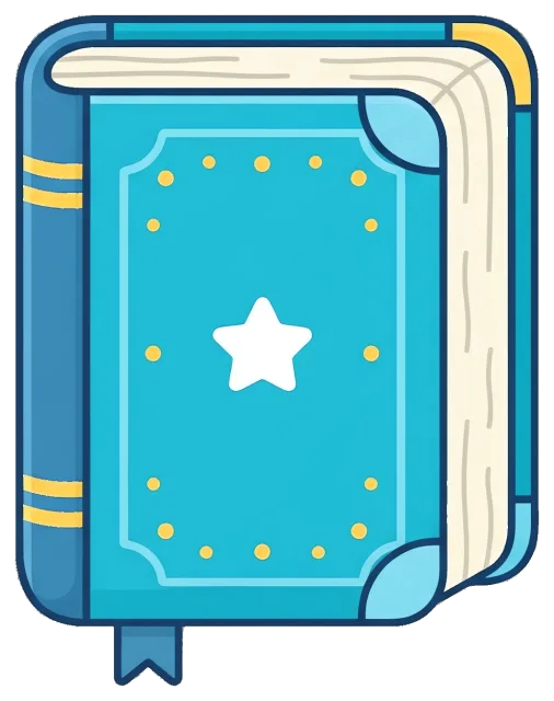 Blue book with star and decorative dots on cover