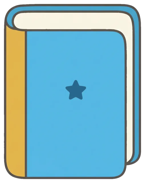 Blue book with yellow spine and star on cover