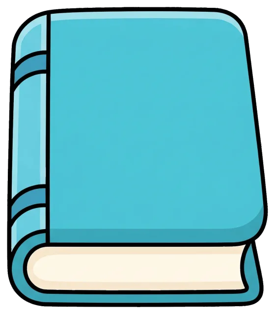 Blue closed book with rounded corners