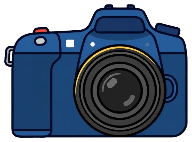Blue DSLR Camera with Large Lens