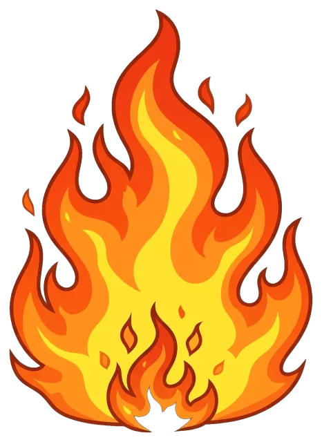 Bright Cartoon Fire Flame with Orange and Yellow Colors