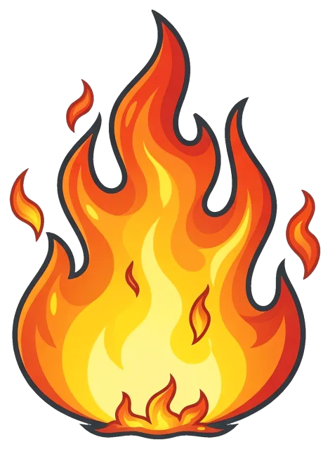 Bright orange and yellow fire flame