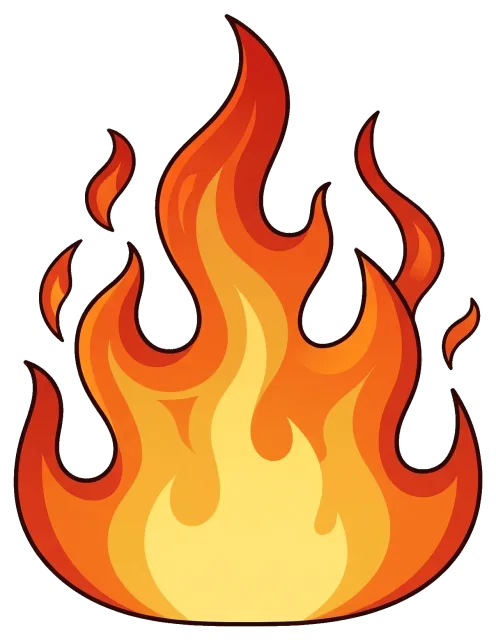 Bright orange and yellow fire flame