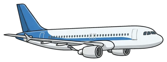 Cartoon airplane with blue tail and white body