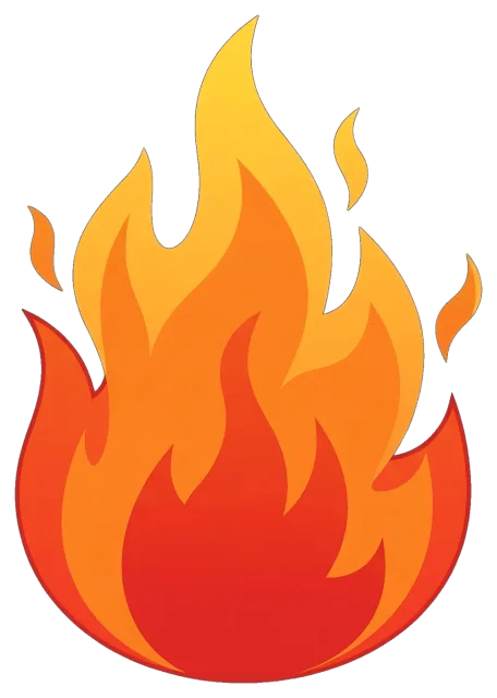 Cartoon fire flame with orange and yellow colors