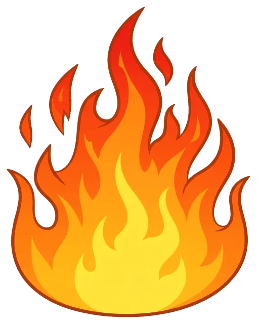 Cartoon Fire Flame with Orange and Yellow Colors