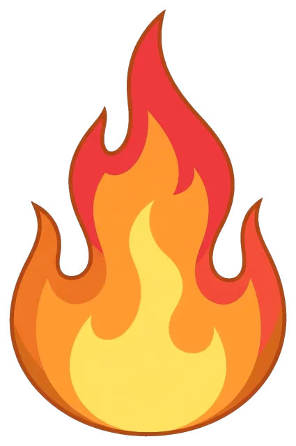 Cartoon fire flame with red, orange, and yellow colors