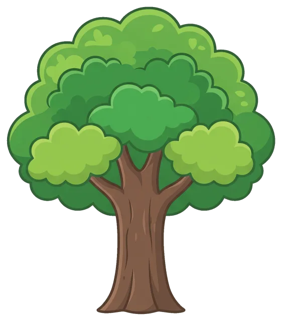 Cartoon Tree with Lush Green Foliage
