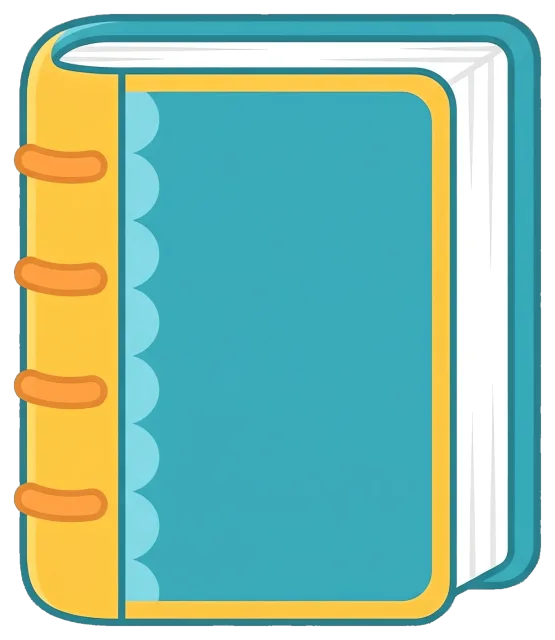 Cute blue and yellow closed book with decorative spine