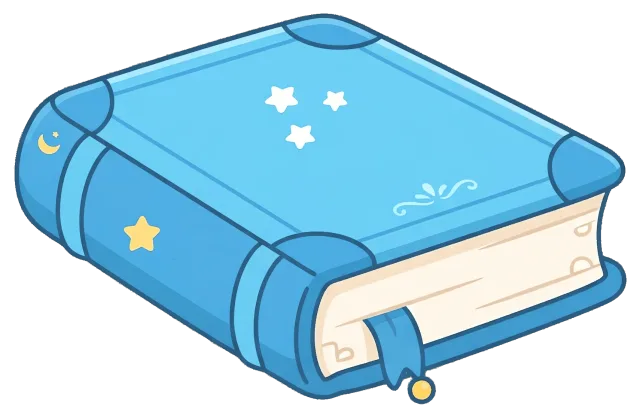 Cute blue book with stars and moon decoration
