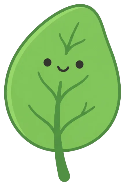 Cute green leaf with smiling face