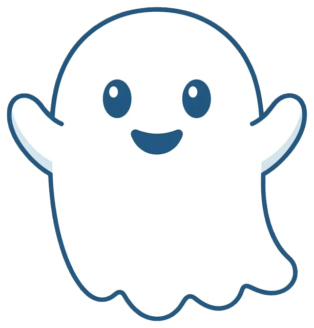 Cute happy ghost with raised arms