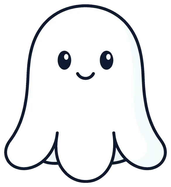 Cute smiling ghost with big eyes