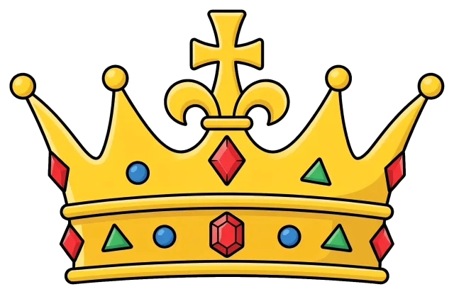 Golden Crown with Colorful Gemstones and Fleur-de-lis