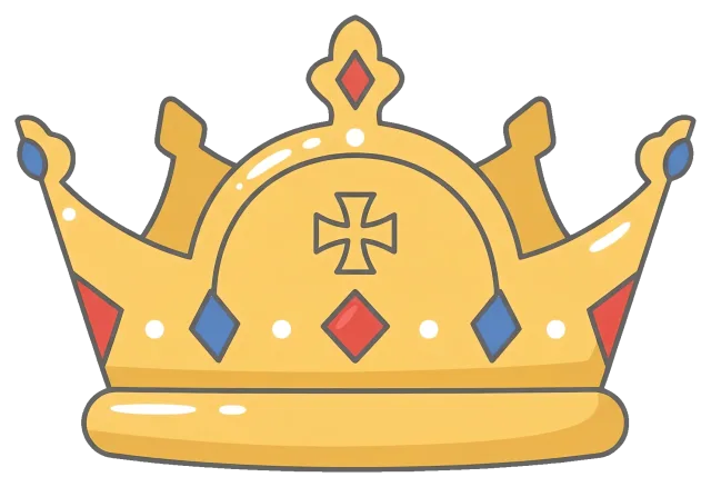 Golden Crown with Red and Blue Gems