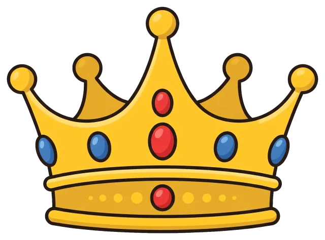 Golden Crown with Red and Blue Jewels