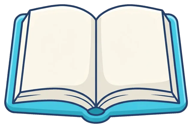 Open blank book with blue cover