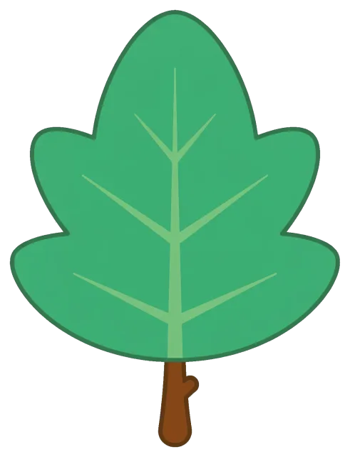 Simple green leaf with brown stem