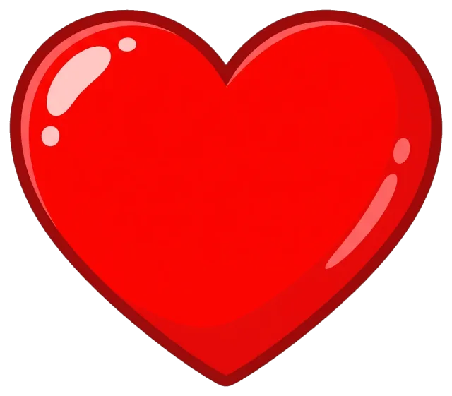 Bright red heart shape with glossy highlights