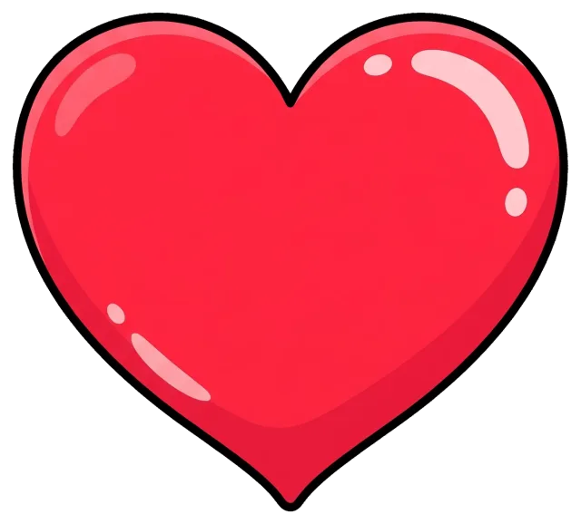 Bright Red Heart with Glossy Highlights