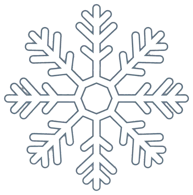 Centered white snowflake with six symmetrical branches