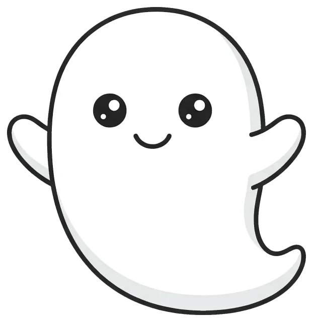 Cute Smiling Ghost with Raised Arms