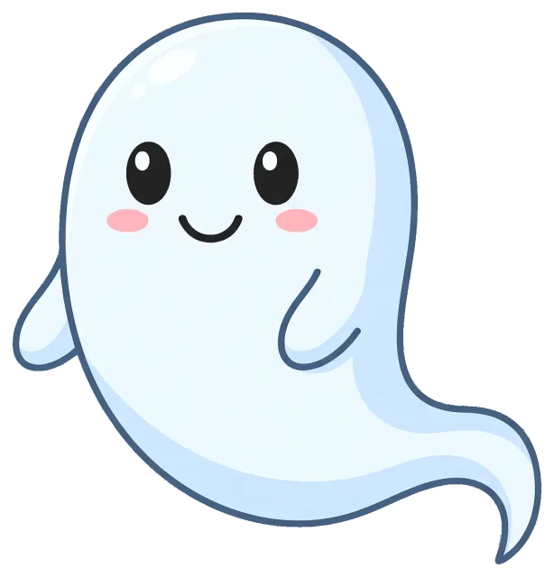 Cute smiling ghost with rosy cheeks