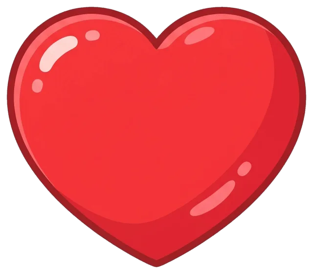 Red heart shape with glossy highlights on grey background