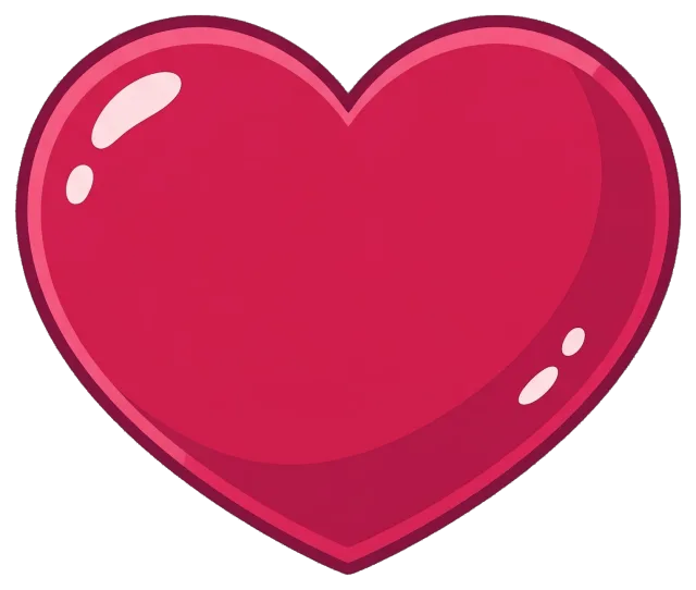 Red heart shape with glossy highlights on grey background