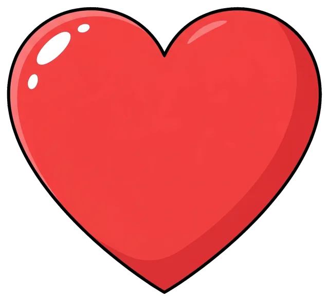Red Heart with Glossy Highlights