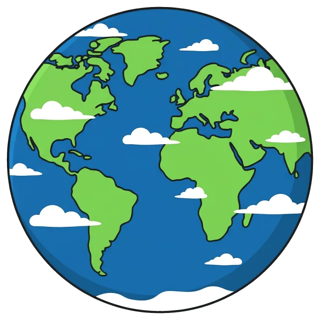 Cartoon Earth Illustration with Clouds