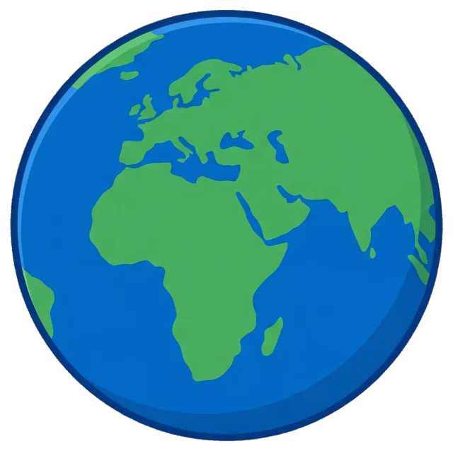Cartoon Style Earth Showing Africa and Europe