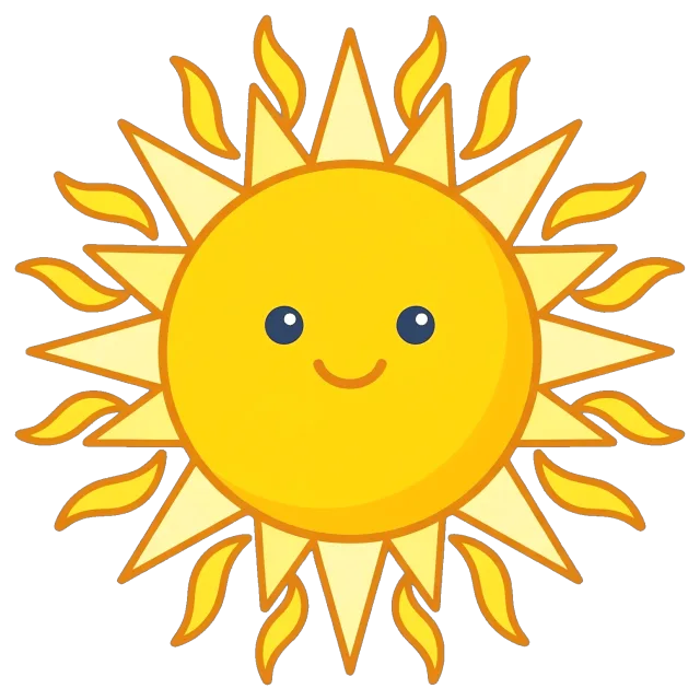 Cartoon sunshine with smiling face