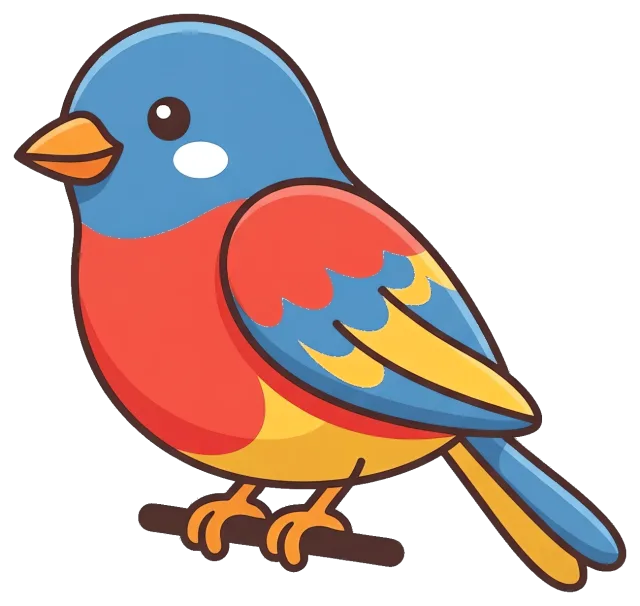 Colorful bird clipart on grey background