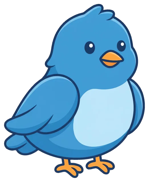 Cute blue bird with orange beak and feet