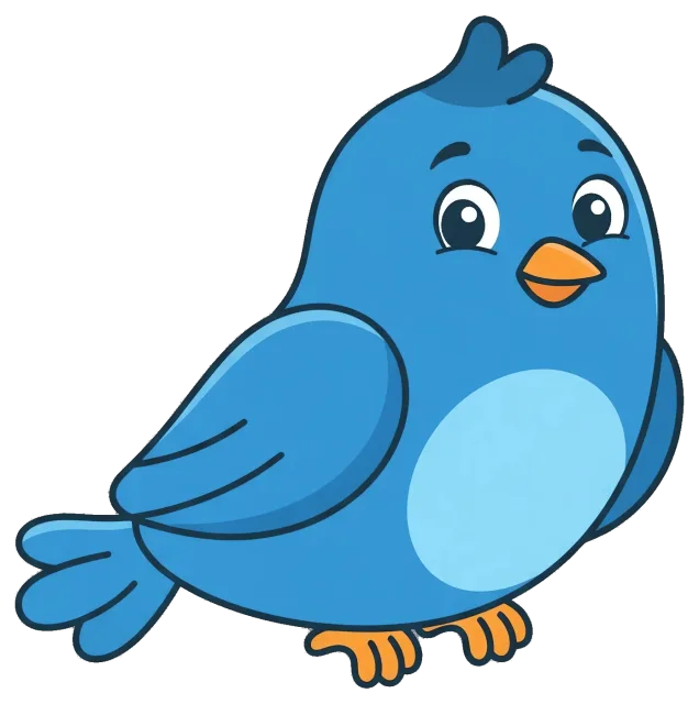 Cute blue bird with orange beak and feet