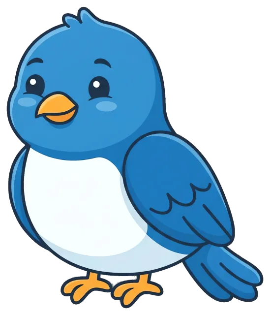 Cute blue bird with white belly on grey background
