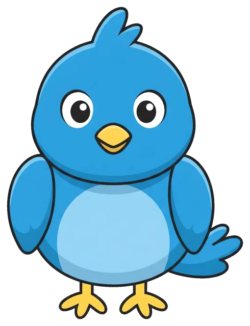 Cute blue bird with yellow beak and feet