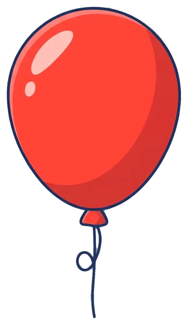 Red balloon clipart centered on grey background