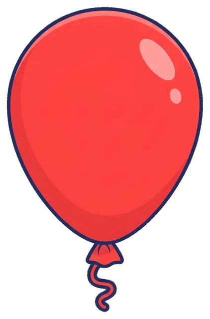 Red cartoon balloon centered on grey background