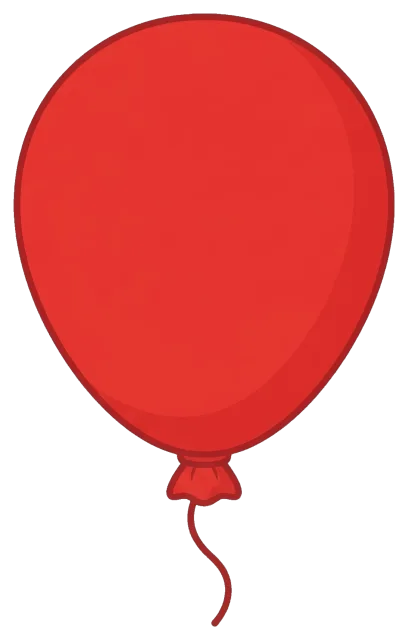 Red Cartoon Balloon with String