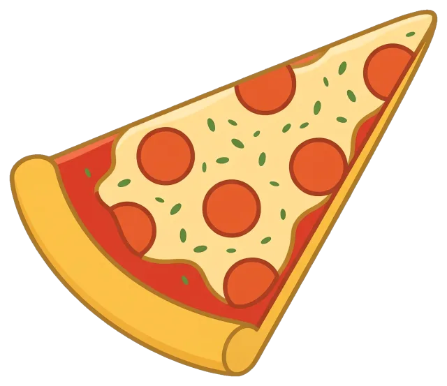 Cartoon Pepperoni Pizza Slice with Cheese and Herbs