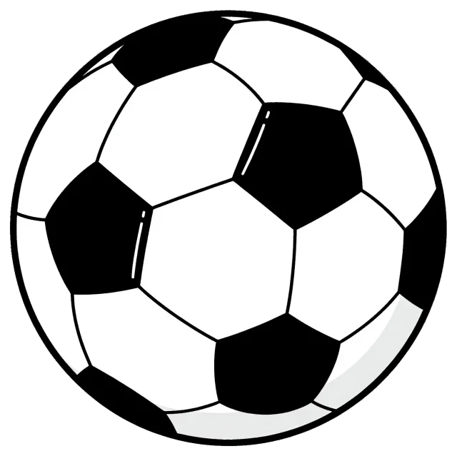 Centered classic black and white soccer ball
