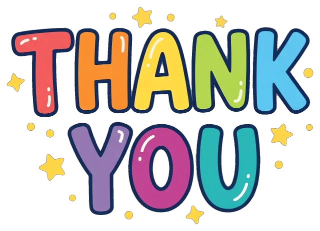Colorful Thank You Text with Stars