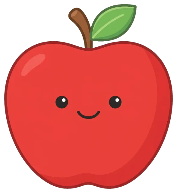 Cute red apple with smiling face on grey background